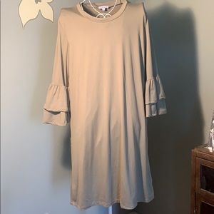 EUC Mary Square Med Olive Green Bell Sleeve Dress